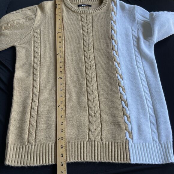Novamen Cody Sweater Mens Extra Large XL Brown White Cable Knit Pullover - Picture 10 of 11